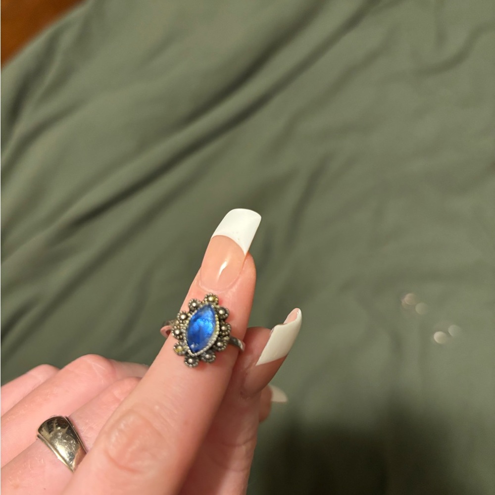 Elegant Blue Stone Silver Ring